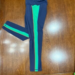 Tory Birch Sport Blue and Green Leggings with Tapered Design size L
